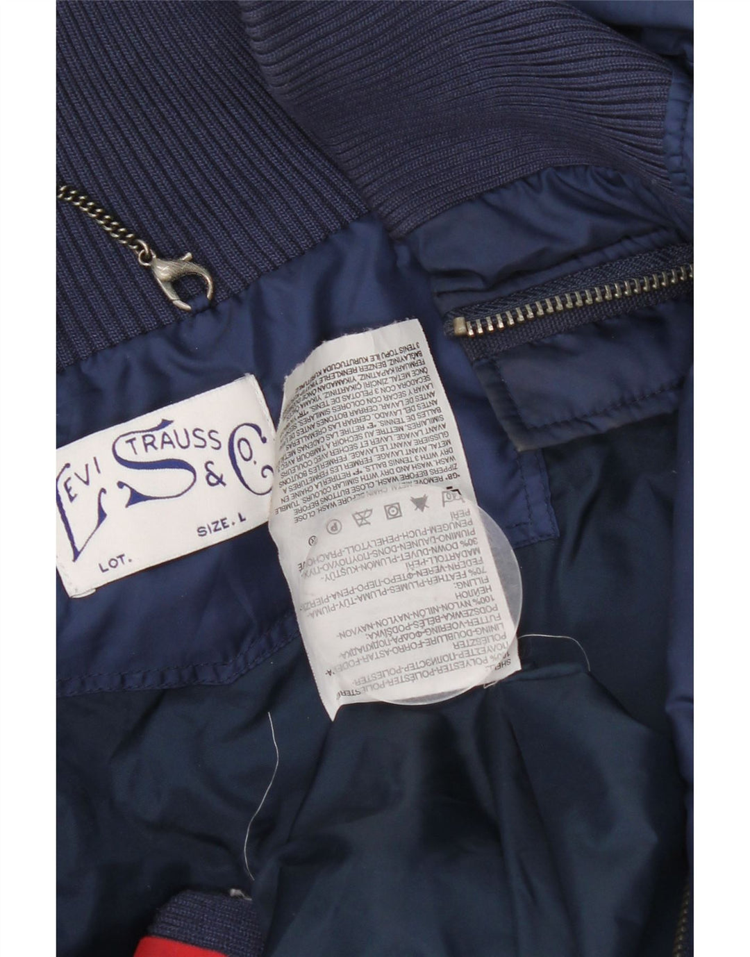 Jaqueta acolchoada feminina Levi's UK 16 grande poliéster azul marinho
