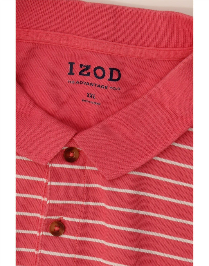 IZOD Mens Polo Shirt 2XL Pink Pinstripe Cotton Vintage Izod and Second-Hand Izod from Messina Hembry 