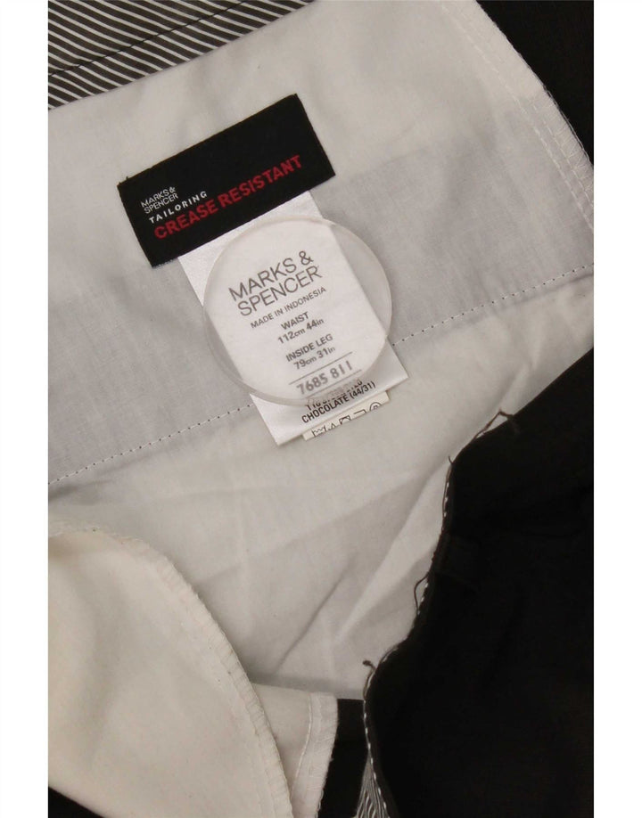 Calça masculina Marks & Spencer com pegged terno W44 L31 poliéster marrom