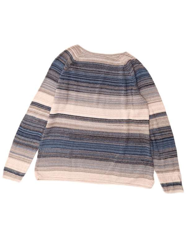 EDDIE BAUER Suéter feminino com decote em V UK 18 XL listrado multicolorido