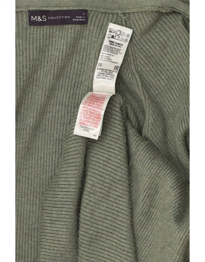 Suéter cardigã feminino Longline Marks & Spencer Reino Unido 16 grande cáqui