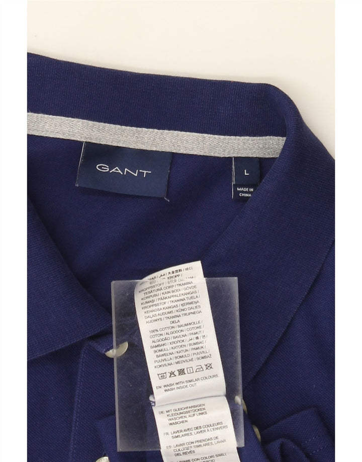 Gant Camisa polo masculina gráfica grande algodão azul marinho