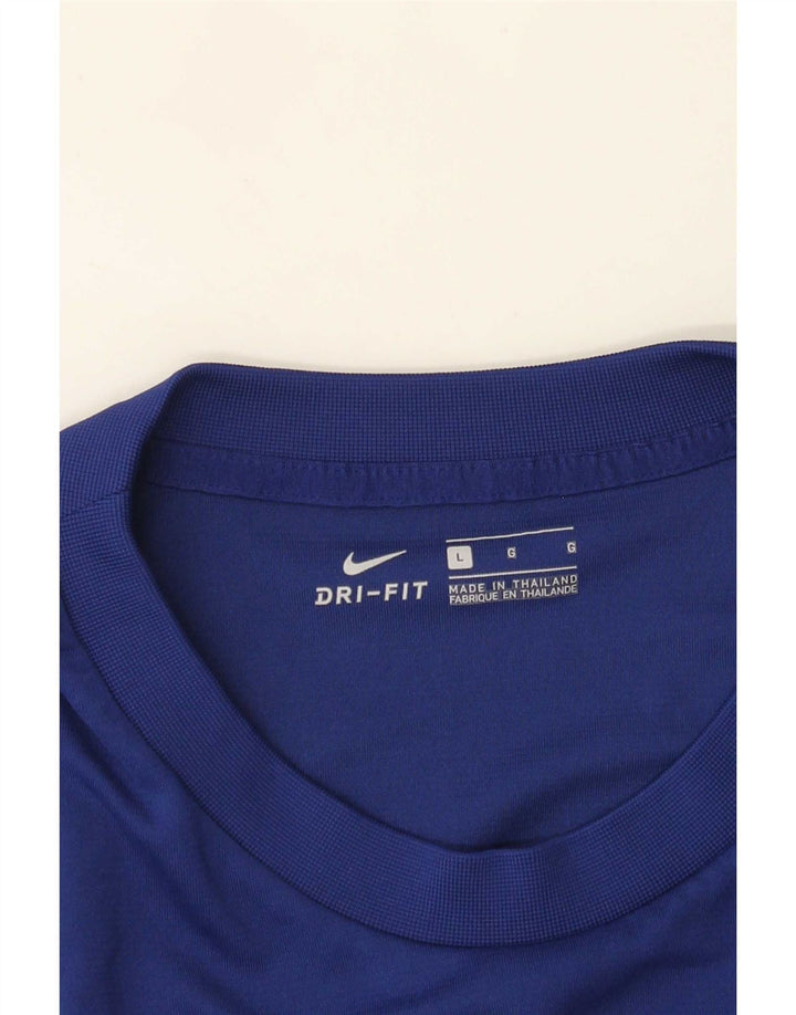 Camiseta Nike masculina Dri Fit Graphic Top grande bloco colorido azul