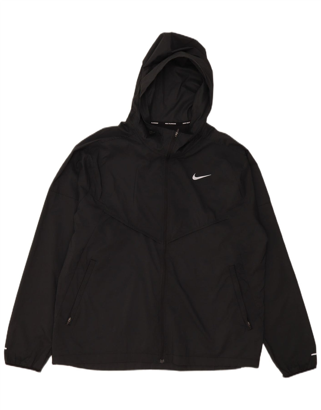 Jaqueta masculina Nike com capuz e jaqueta grande de poliéster preto