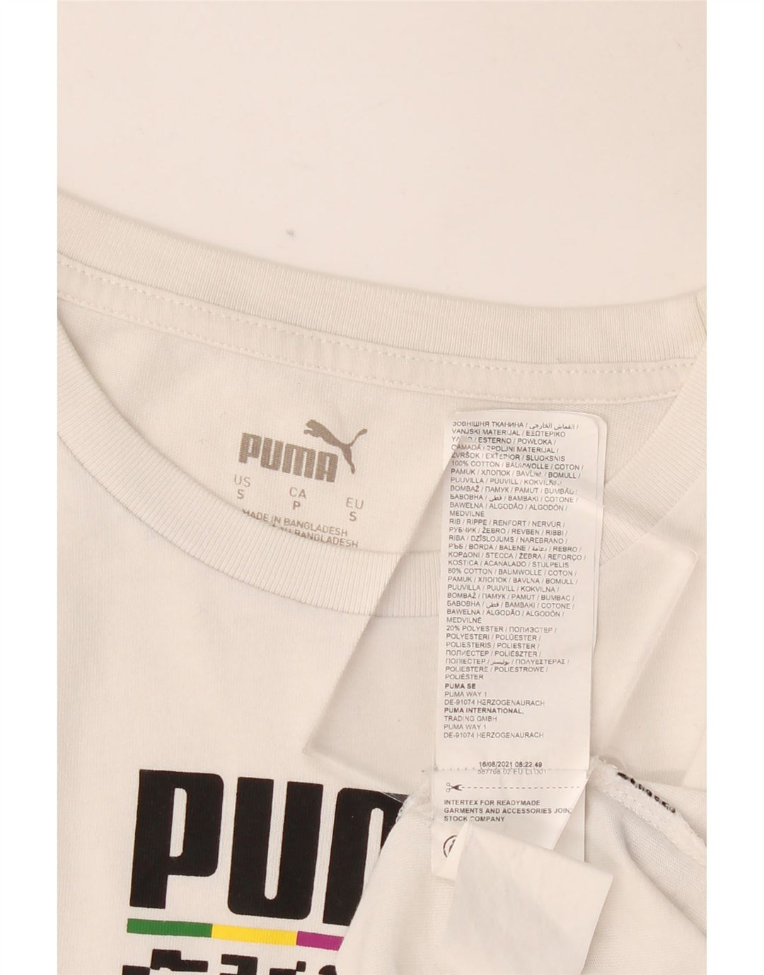 Camiseta masculina PUMA com estampa gráfica pequena de algodão branco