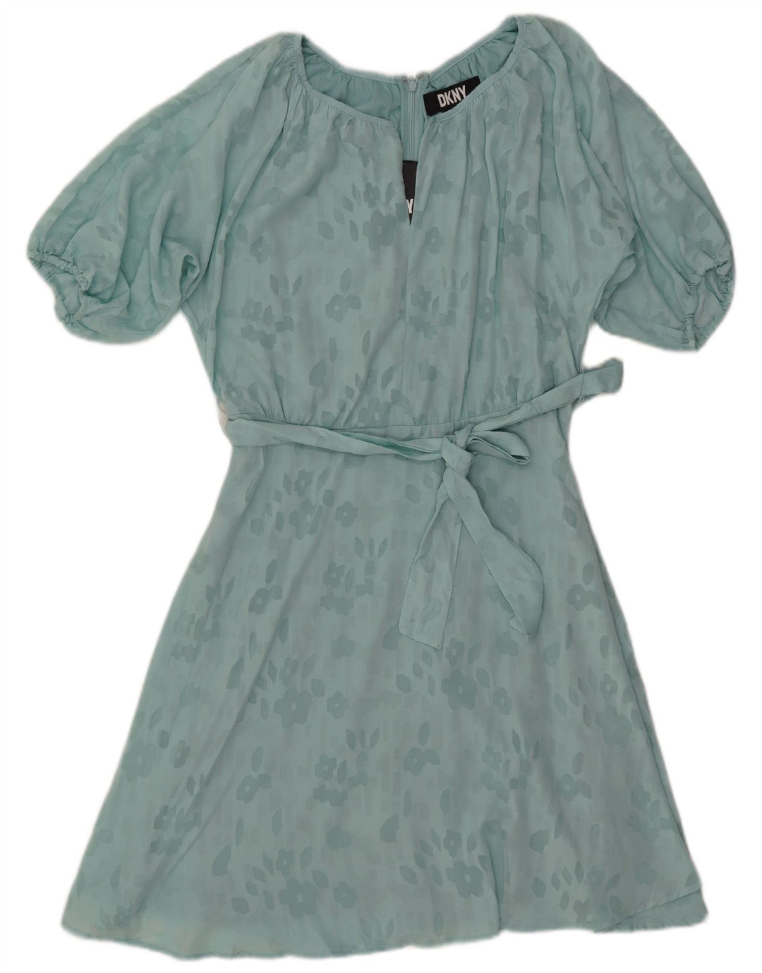 Vestido feminino DKNY evasê US 4 pequeno turquesa floral poliéster