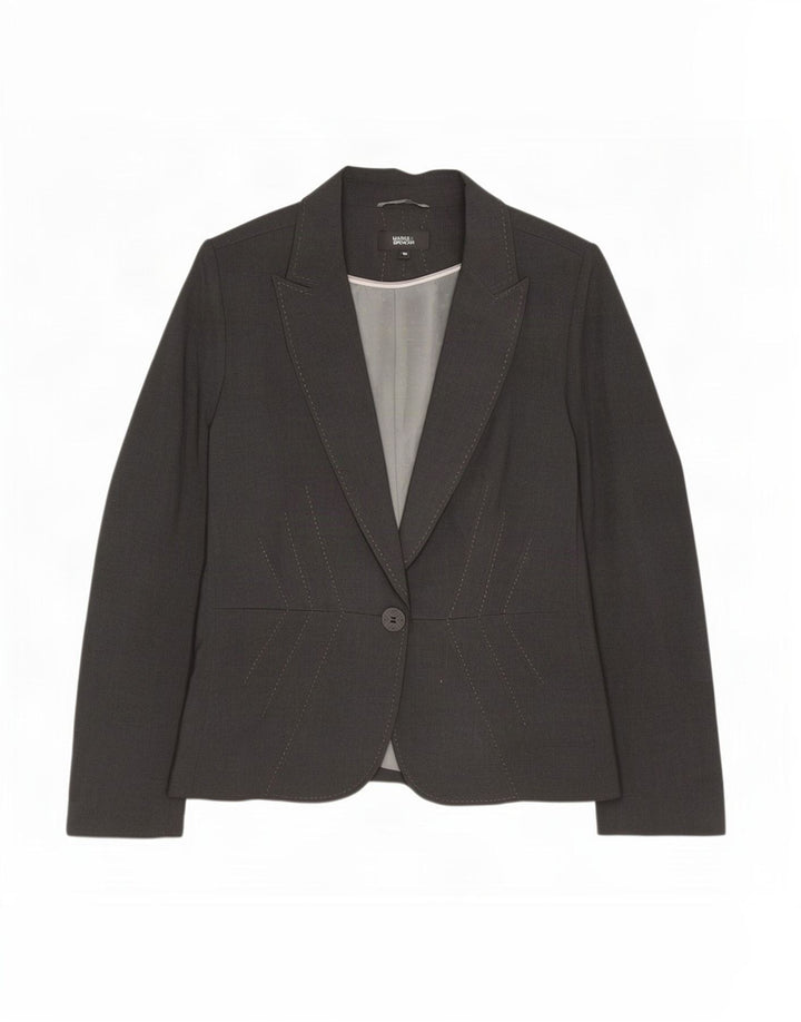 Jaqueta blazer feminina Marks & Spencer com 1 botão Reino Unido 16 grande cinza poliéster