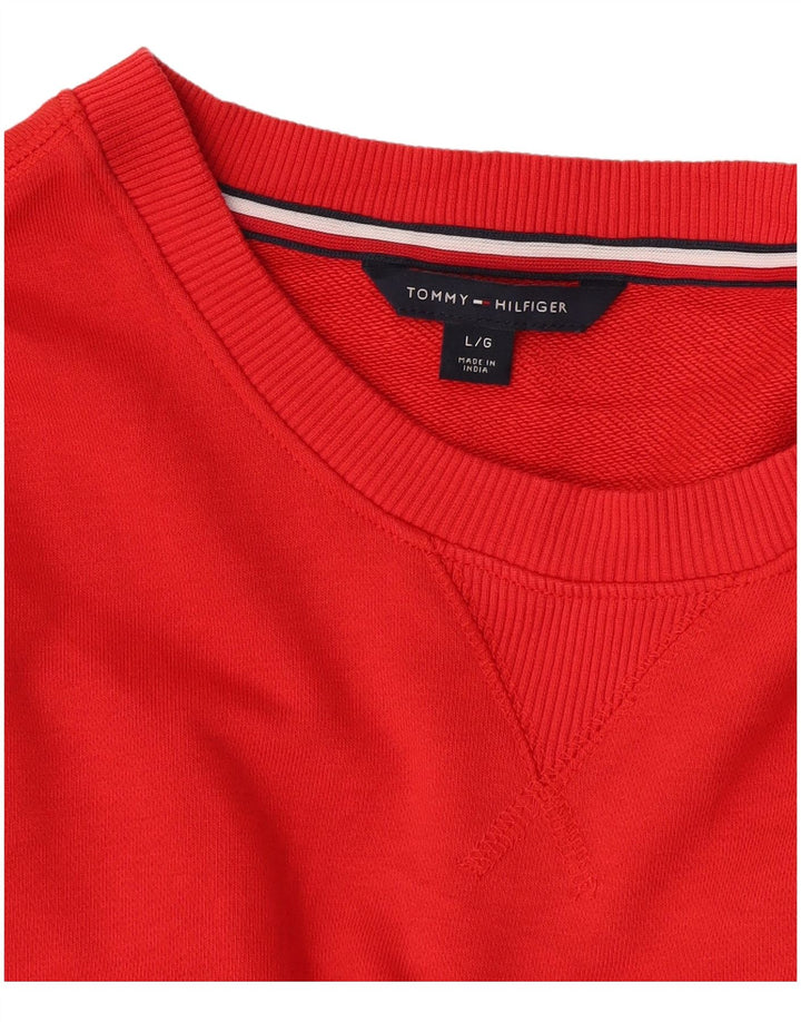 Tommy Hilfiger moletom feminino jumper UK 16 grande vermelho