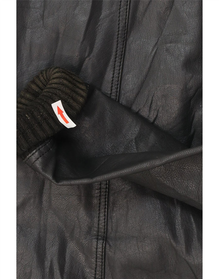 Jaqueta masculina de couro bomber XDYE Reino Unido 42 XL couro preto