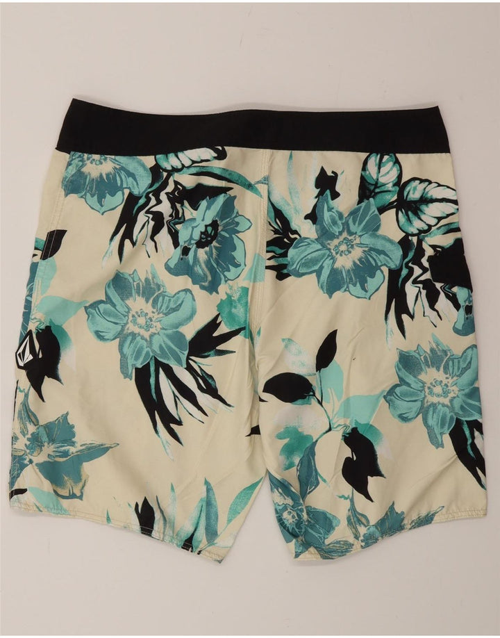 Shorts de natação masculino Volcom Graphic grande branco floral