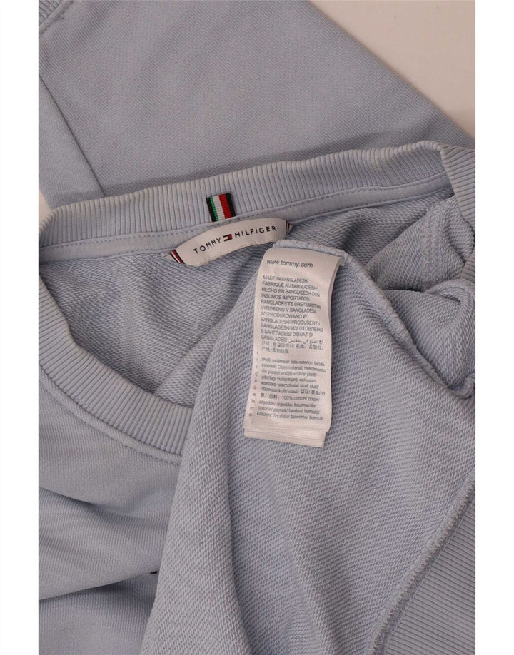 Tommy Hilfiger moletom gráfico feminino jumper UK 14 grande azul