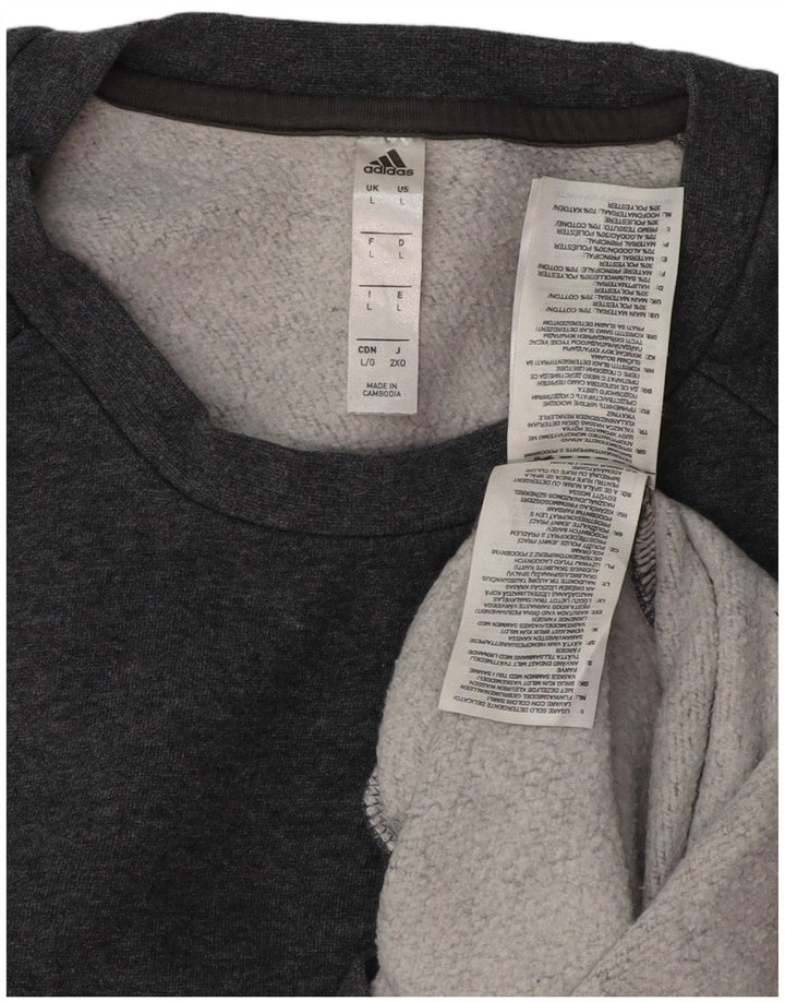 ADIDAS Mens Moletom Jumper Grande Algodão Cinza