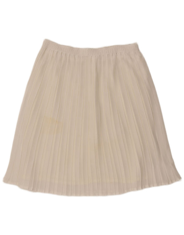 Saia plissada W36 XL das mulheres do vintage fora do poliéster branco