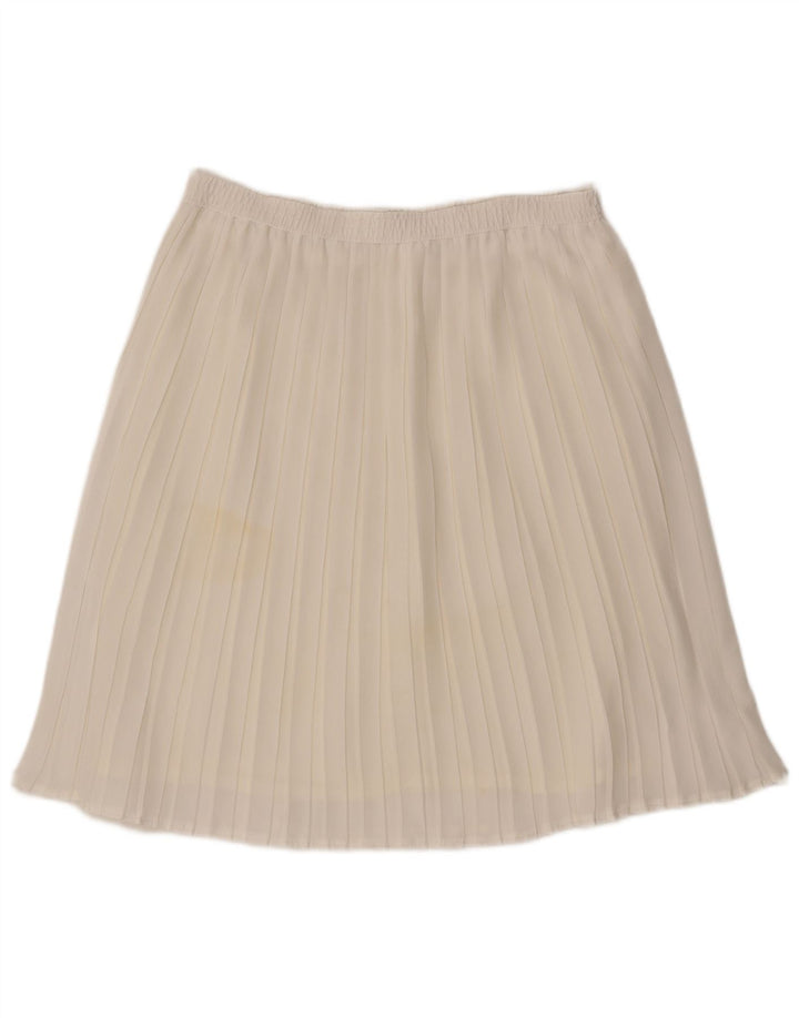 Saia plissada W36 XL das mulheres do vintage fora do poliéster branco