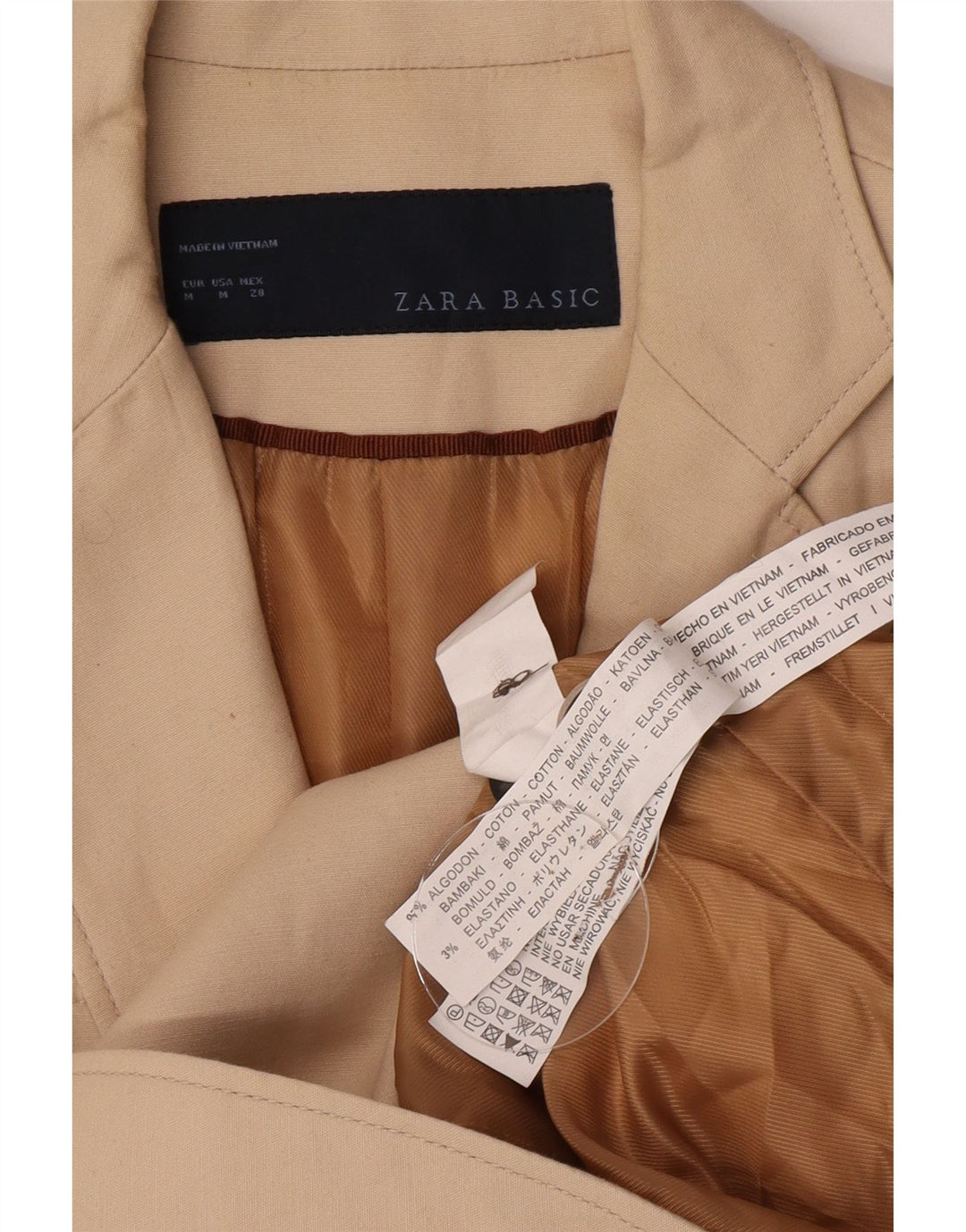 Jaqueta blazer feminina Zara com 2 botões Reino Unido 14 algodão bege médio