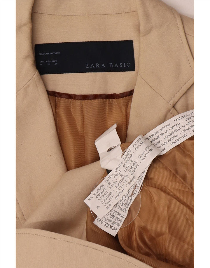 Jaqueta blazer feminina Zara com 2 botões Reino Unido 14 algodão bege médio