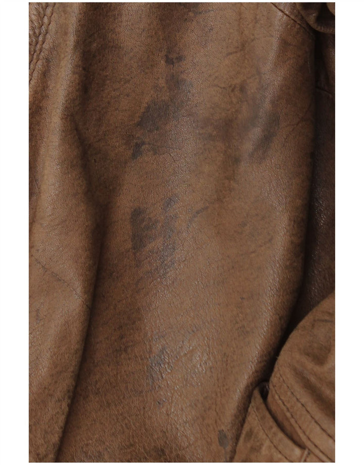 Jaqueta de couro oversized feminina vintage EU 44 XL couro marrom