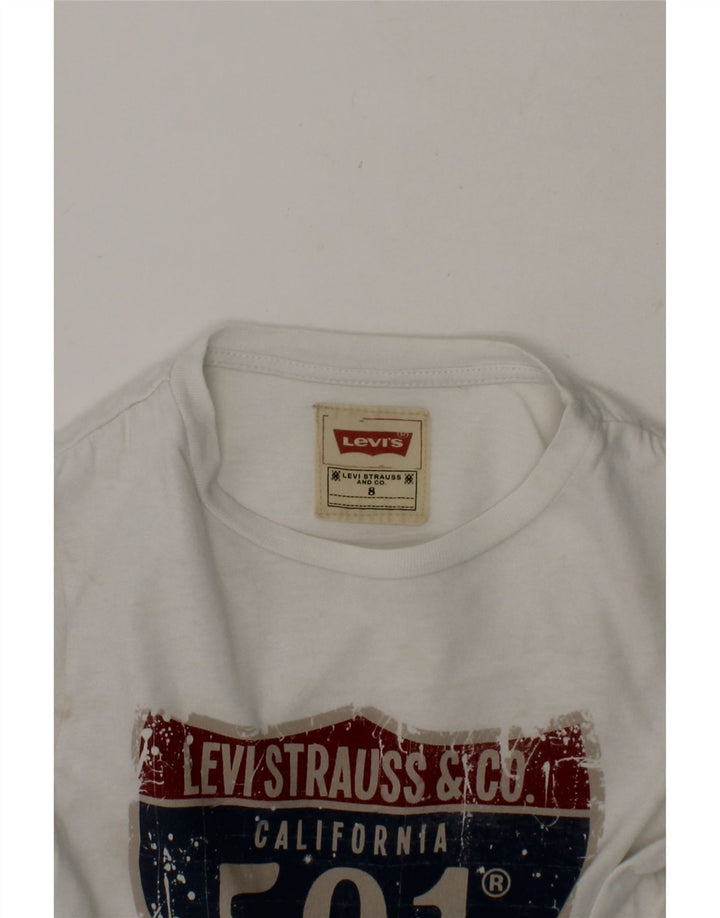 LEVI'S Boys Graphic Top Long Sleeve 7-8 Years White Cotton Vintage Levi's and Second-Hand Levi's from Messina Hembry 