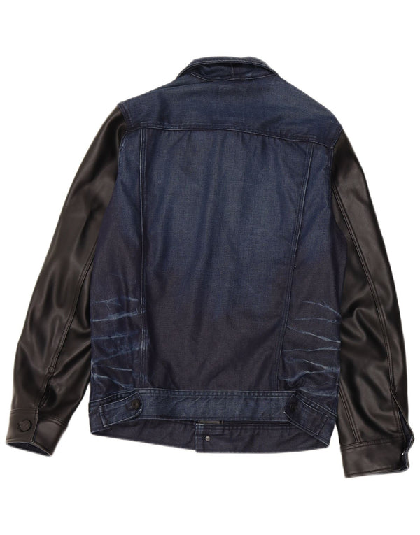 Jaqueta jeans feminina G-Star Reino Unido 12 algodão colorblock azul marinho médio