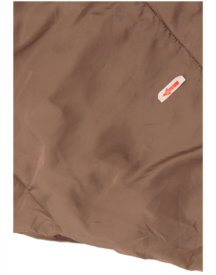 Casaco acolchoado com capuz grande Zara feminino UK 18 XL marrom poliéster