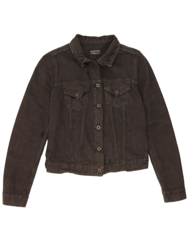 Jaqueta jeans feminina Polo Ralph Lauren com corte desgastado Reino Unido 14 médio preto