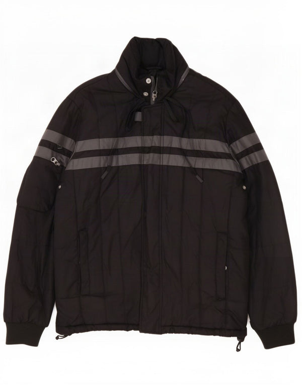 Jaqueta acolchoada masculina Armani Jeans IT 50 grande poliéster listrado preto