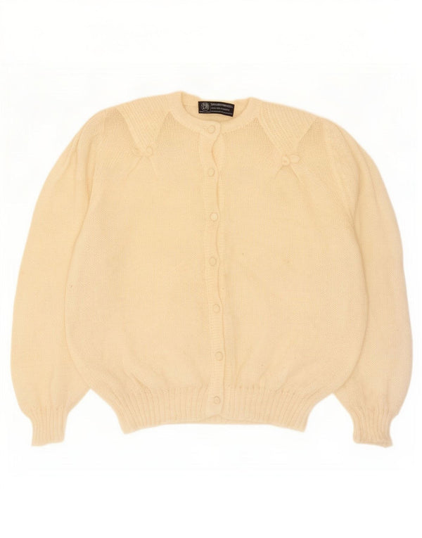 Suéter cardigã feminino vintage de grandes dimensões Reino Unido 16 grande mohair branco