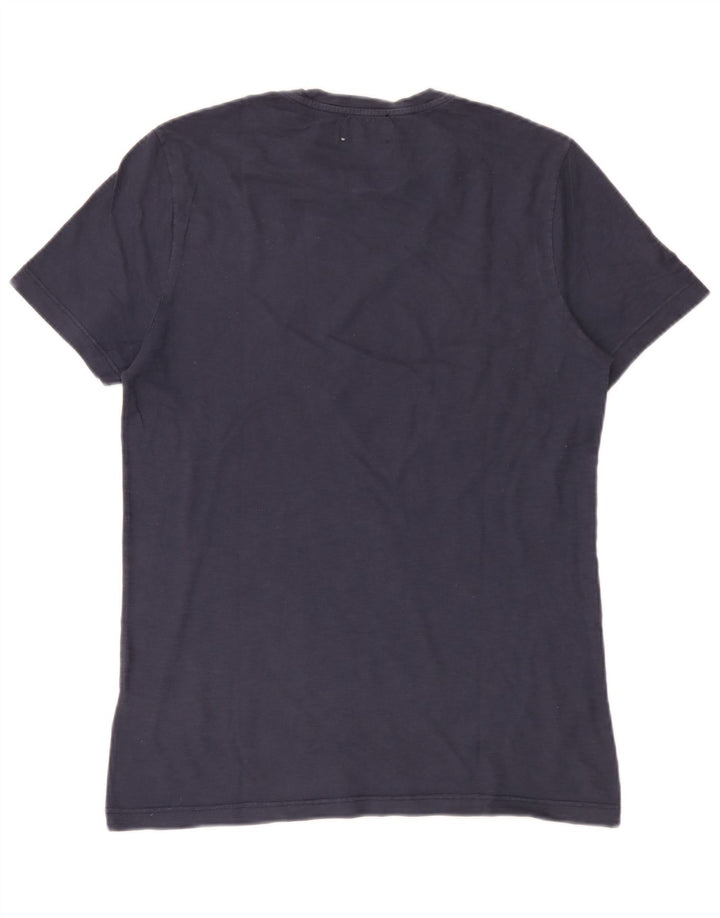 Dondup Camiseta masculina gráfica Top médio algodão azul marinho