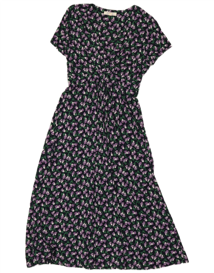 SEASALT Vestido maxi feminino UK 12 algodão floral preto médio