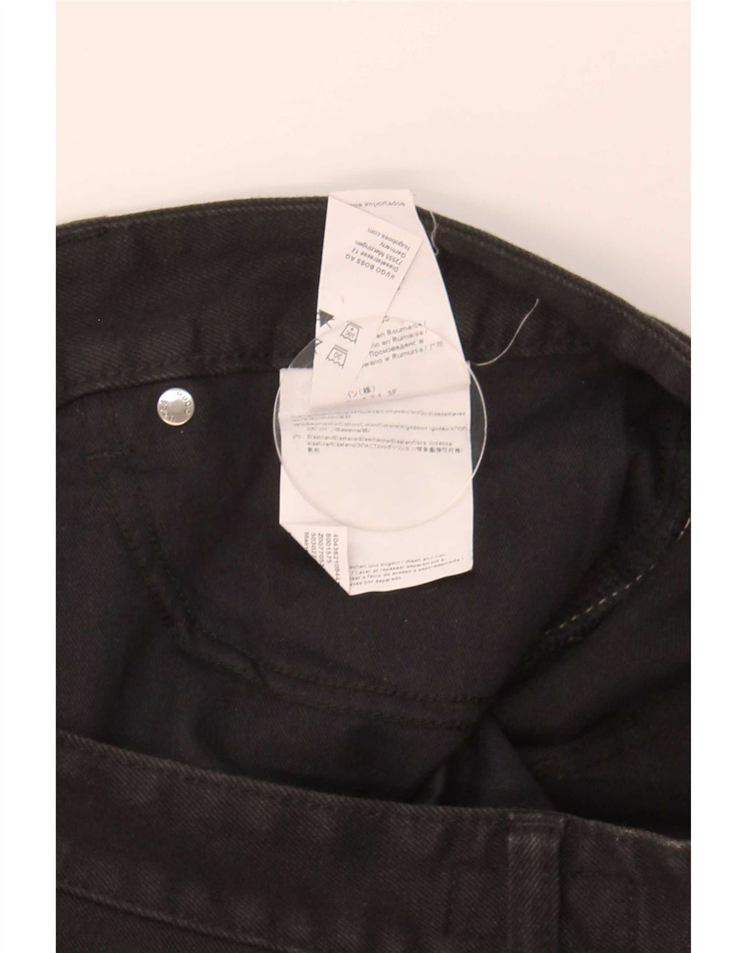Hugo Boss Mens Straight Jeans W34 L32 Algodão Preto