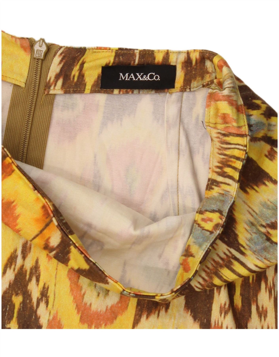 Saia evasê feminina Max & Co. W26 pequena Ikat amarela