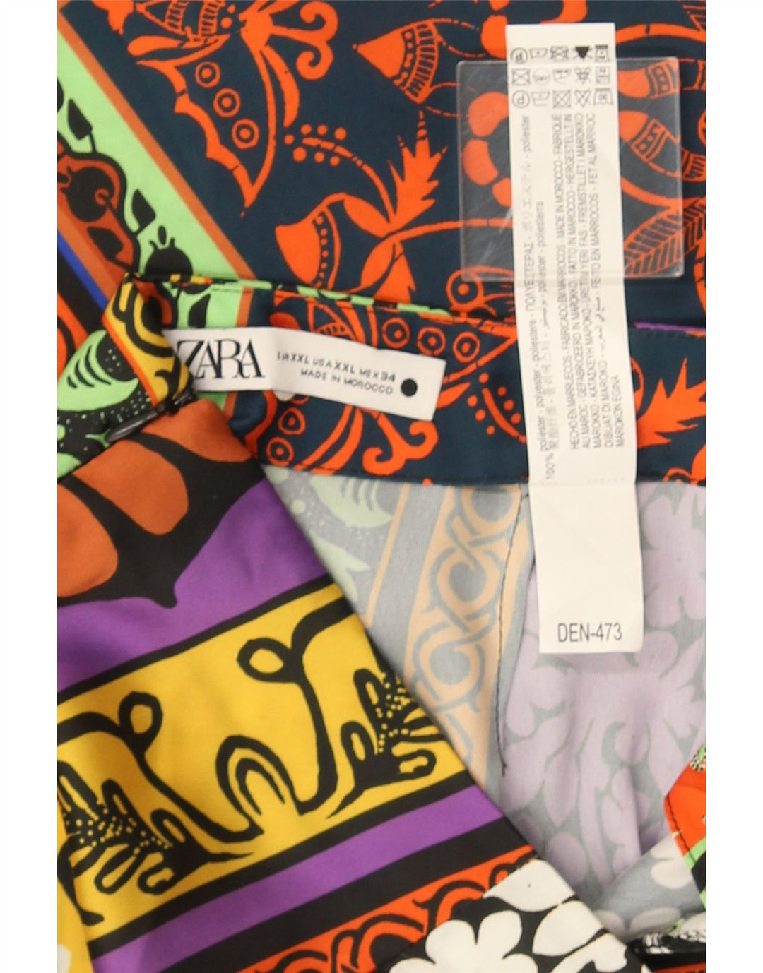 Zara Saia Midi Feminina 2XL W36 Patchwork Multicolor Poliéster