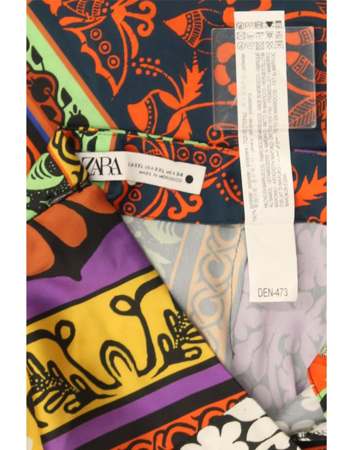 Zara Saia Midi Feminina 2XL W36 Patchwork Multicolor Poliéster