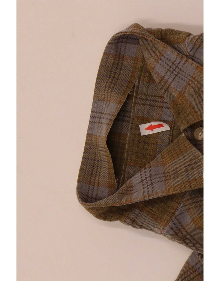 Camisa masculina de flanela Barbour grande algodão xadrez cáqui