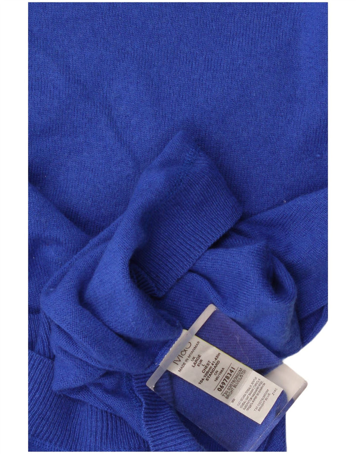 Suéter masculino Marks & Spencer com gola redonda, grande lã azul