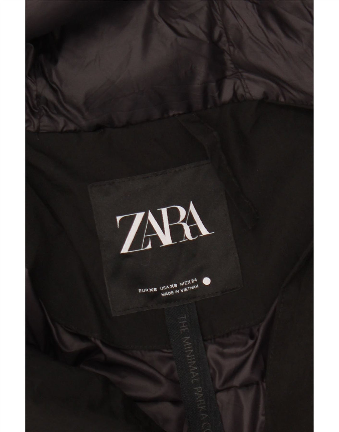 Sobretudo feminino com capuz oversized ZARA UK 6 XS preto nylon