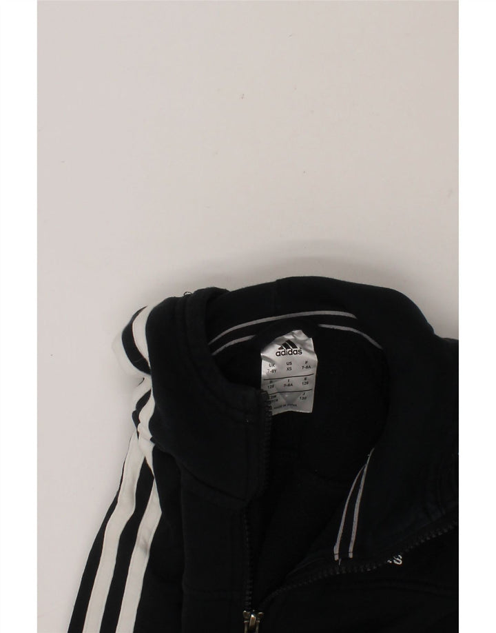 ADIDAS Boys Zip Hoodie Sweater 7-8 Years Black Cotton Vintage Adidas and Second-Hand Adidas from Messina Hembry 