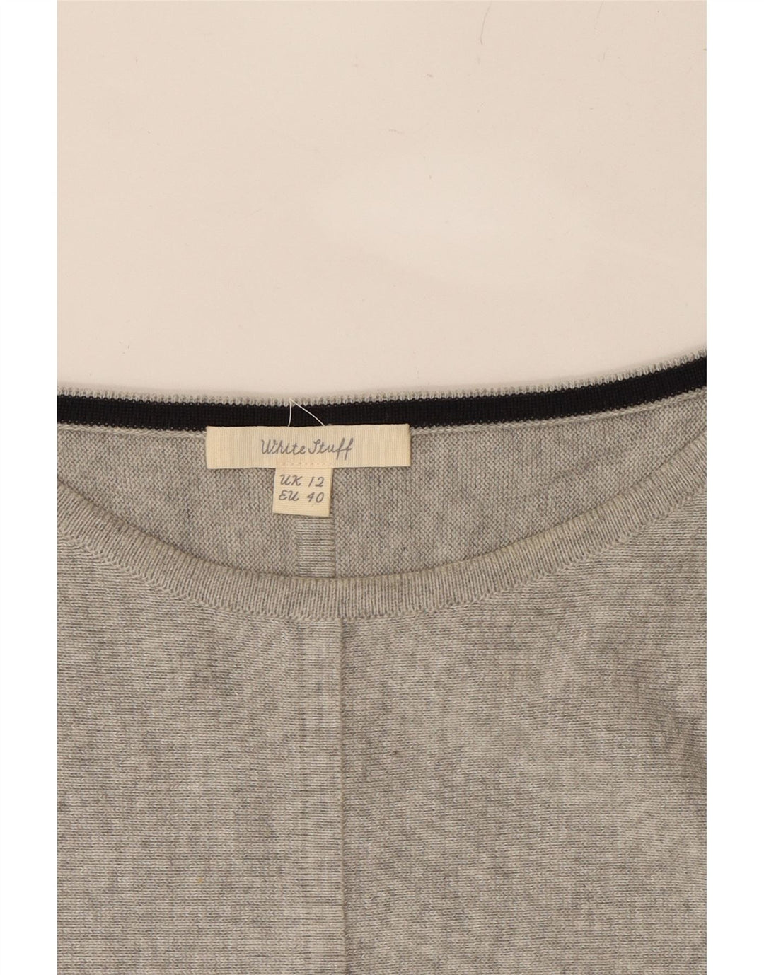 WHITE STUFF Womens Boat Neck Jumper Sweater UK 12 Medium Grey Cotton Vintage White Stuff and Second-Hand White Stuff from Messina Hembry 