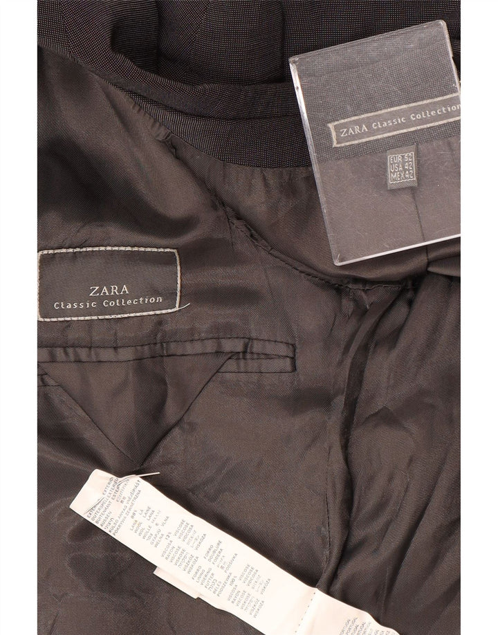 Jaqueta blazer masculina Zara com 3 botões EU 52 grande lã cinza