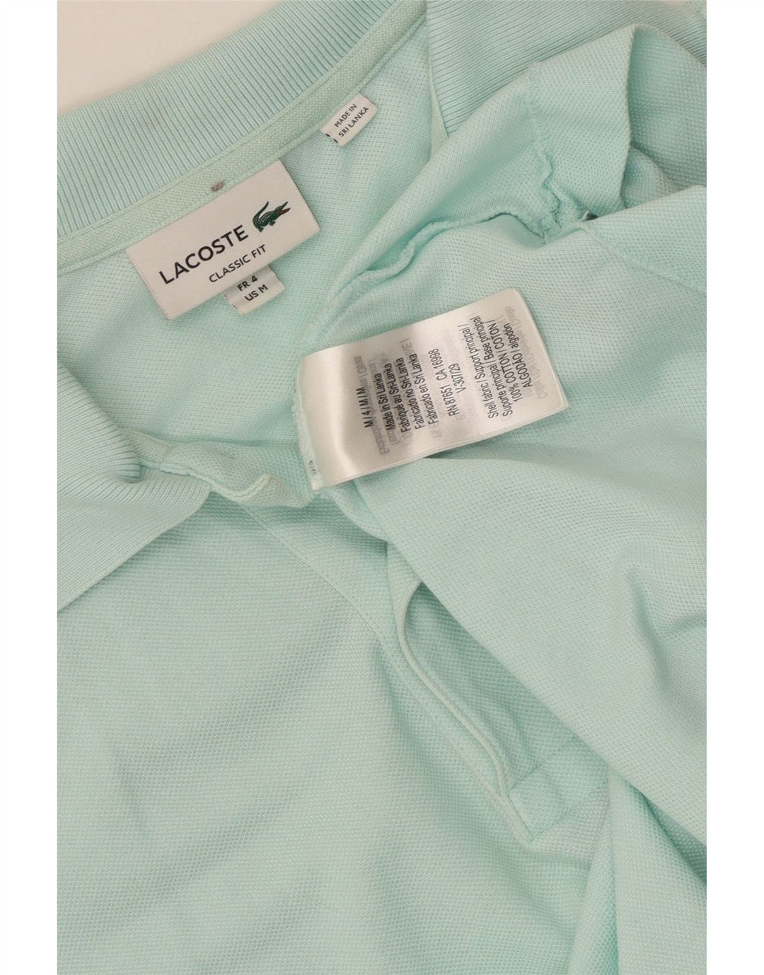 Camisa polo masculina Lacoste Classic Fit tamanho 4 médio algodão turquesa