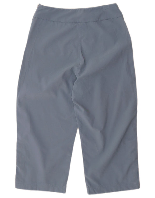 Calça capri feminina Adidas com perna larga Reino Unido 10 pequena W27 L19 azul poliéster