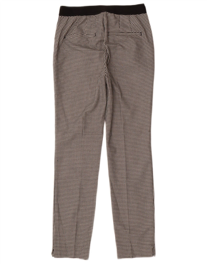 Calça feminina Zara Slim Suit XS W24 L27 preta houndstooth poliéster