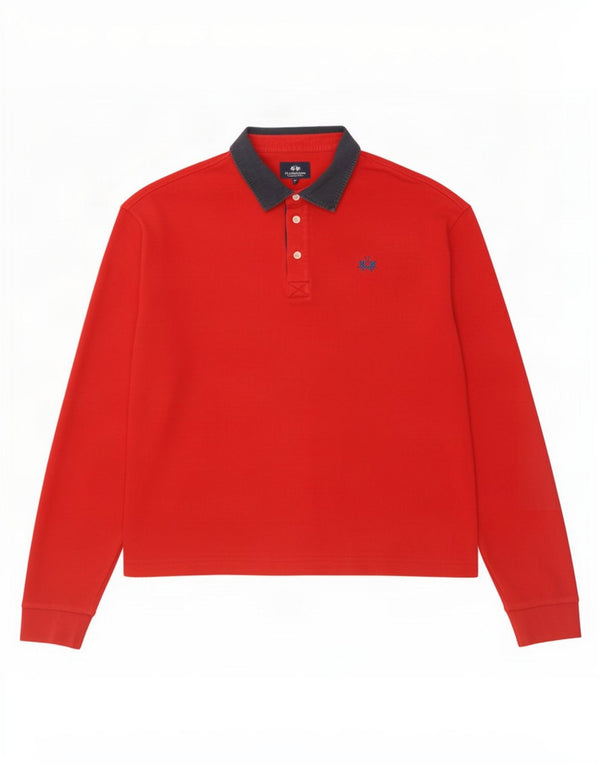 Camisa polo masculina de rugby de manga comprida La Martina Buenos Aires 2XL vermelha
