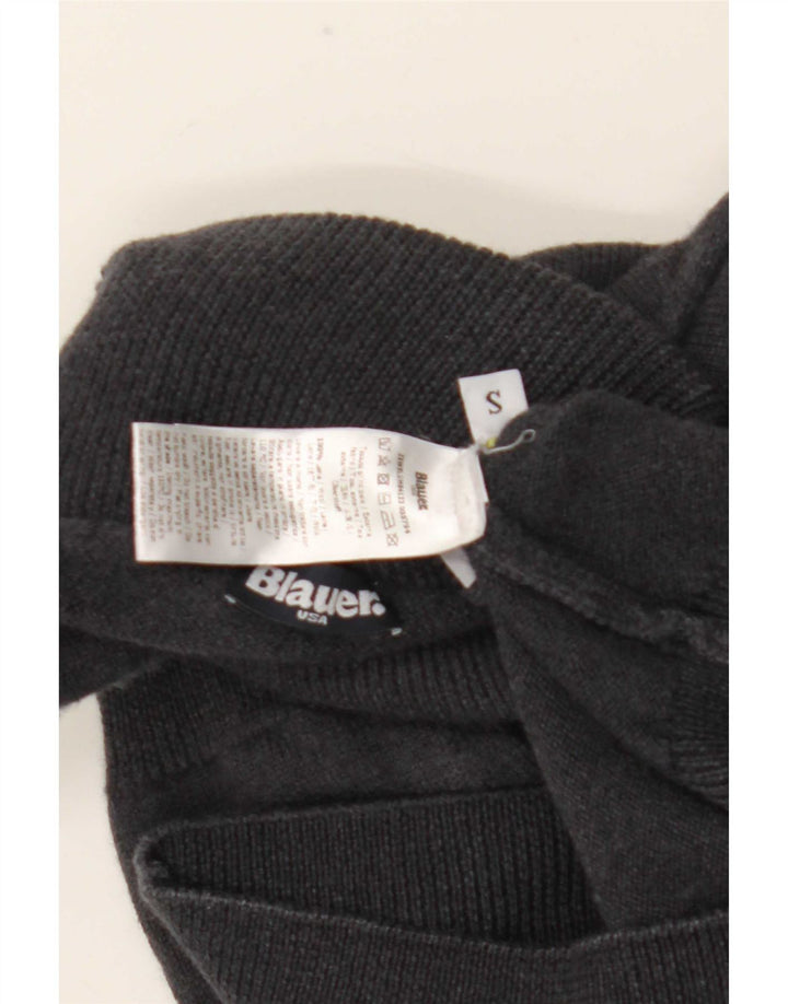 Suéter feminino Blauer com gola redonda Reino Unido 8 lã cinza pequena