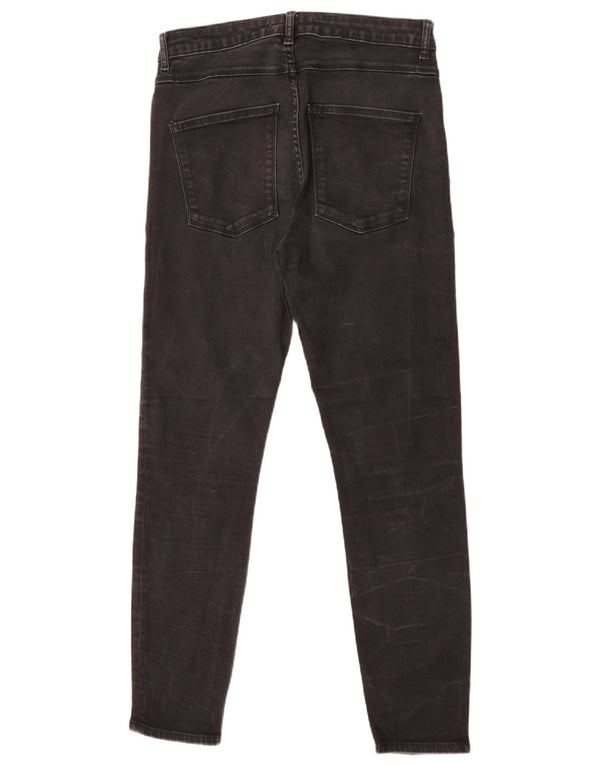 Calça jeans skinny feminina Zara cintura alta EU 42 grande W32 L28 algodão preto