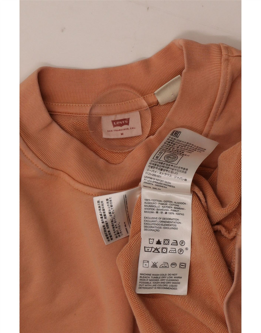 Moletom oversized feminino LEVI'S Reino Unido 14 algodão marrom médio