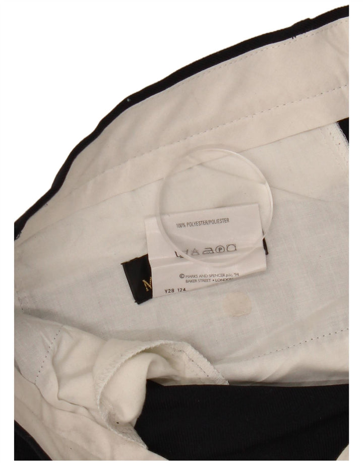 Calça chino reta masculina Marks & Spencer W34 L29 poliéster azul marinho