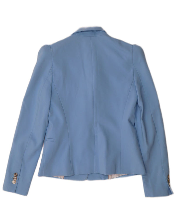 Jaqueta blazer feminina Zara com 1 botão UK 10 poliéster azul pequeno