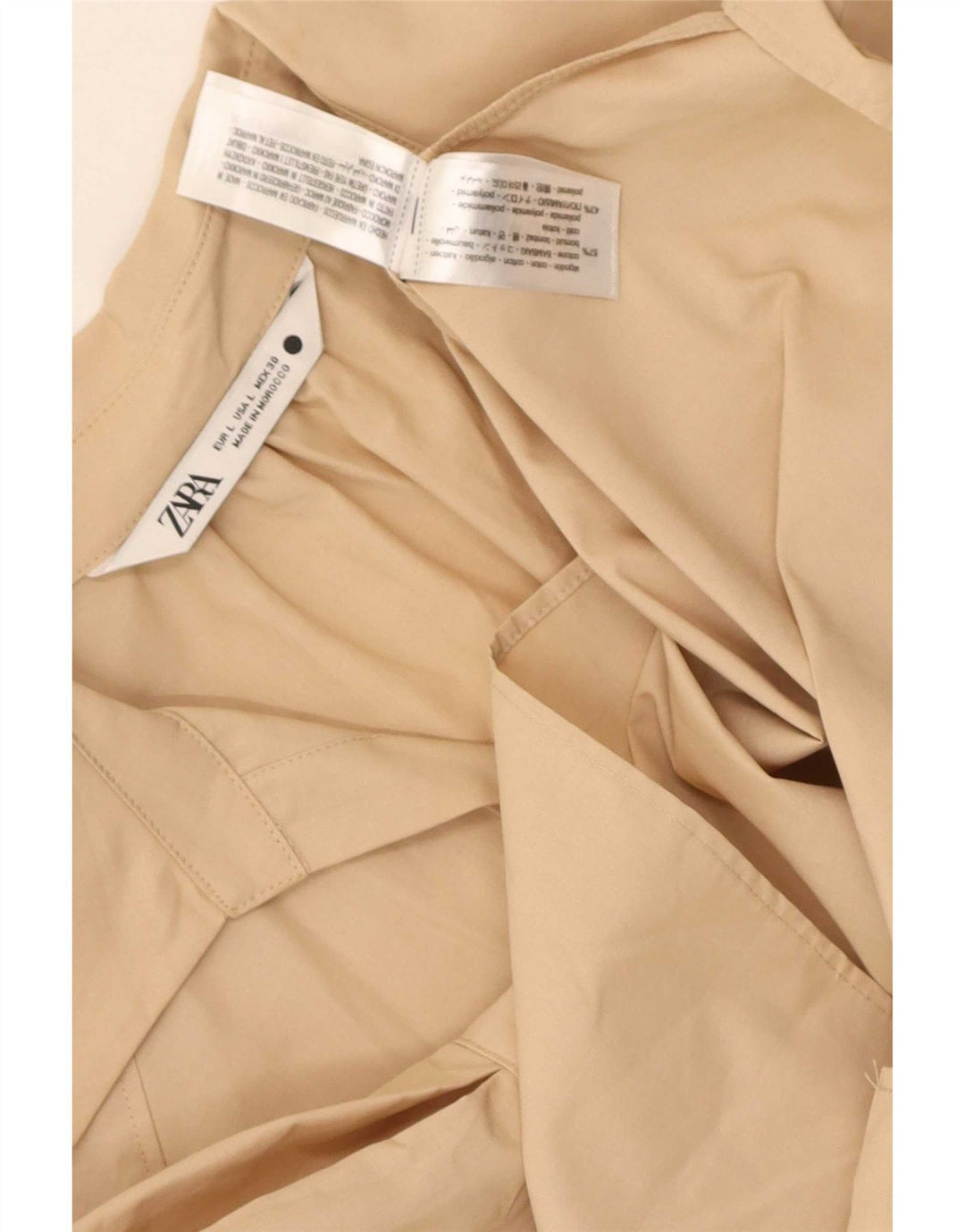 Blusa feminina Zara Top UK 16 grande algodão bege