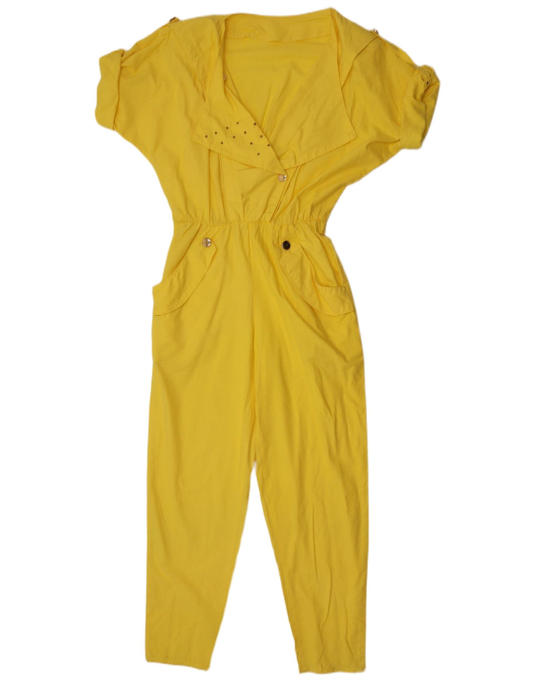 Macacão feminino vintage UK 12 amarelo médio